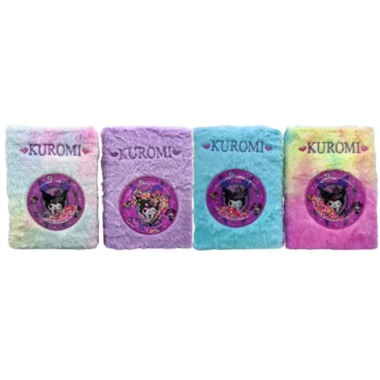 Хутряний блокнот A5 Kuromi з блискітками 80 арк – easy.net.ua