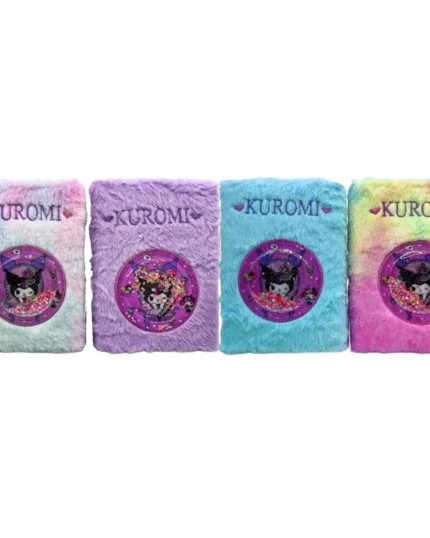 Хутряний блокнот A5 Kuromi з блискітками 80 арк – easy.net.ua