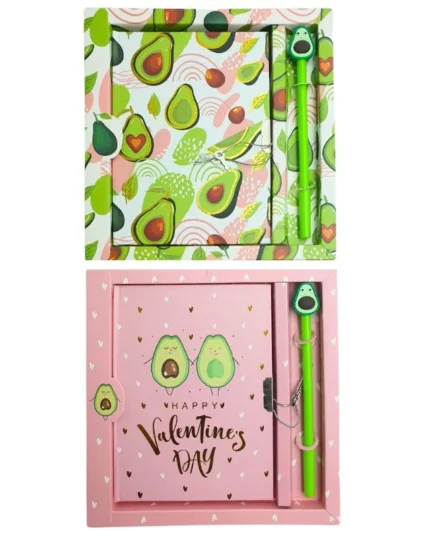 Блокнот “Авокадо” 11×15 см на замку з ручкою в коробці – easy.net.ua