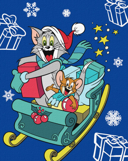 Картина за номерами "Tom and Jerry: на санчатах" 30*40см "Ідейка" (KHO6859)