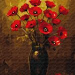 Картина за номерами "Ідейка" /KHO3328/ "Букет маків з фарбами металік" 40*50см