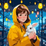 Картина за номерами "SANTI" /955103/ "Дівчина з зайченям", 40*40см, LED підсвітка