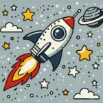 Картина за номерами "Ідейка" /KHO1229/ "Космічна ракета" 25*25см