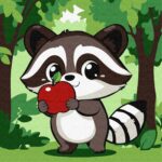 Картина за номерами "Ідейка" /KHO6719/ "Милий єнот з яблучком" 30*30см