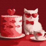 Картина за номерами "Ідейка" /KHO6722/ "Кіт з тортом" 30*30см