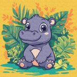 Картина за номерами "Ідейка" /KHO1260/ "Бегемот в тропіках" 30х30см
