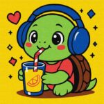 Картина за номерами "Ідейка" /KHO1289/ "Черепашка пʼє лимонад" 25х25см