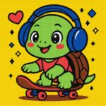 Картина за номерами "Ідейка" /KHO1290/ "Черепашка на скейті" 25х25см