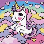 Картина за номерами "Ідейка" /KHO6295/ "Мрійливий єдиноріг" 25х25см