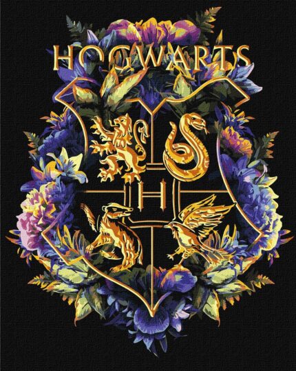 Картина за номерами "Ідейка" /KHO5209/ "Harry Potter: Герб Гоґвортсу з фарбами металік" 30*40см
