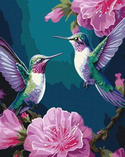 Картина за номерами "Ідейка" /KHO6582/ "Казкові птахи з фарбами металік" 40*40см