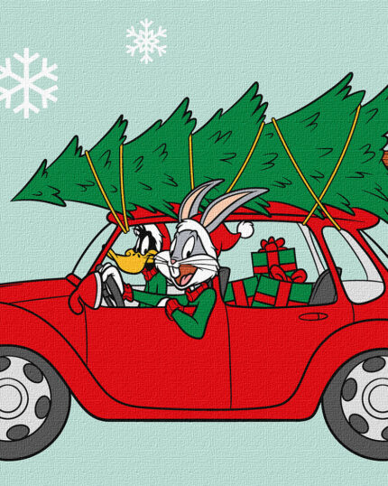 Картина за номерами "Bugs & Daffy: Різдвяна поїздка" 30*40см "Ідейка" (KHO6861)