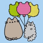 Картина за номерами "SANTI" /954940/ "Pusheen. Друзі та повітряні кульки", 25*25см, з алмазною мозаїкою