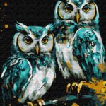 Картина за номерами "Ідейка" /KHO6514/ "Мудрі совушки з фарбами металiк extra" 40*50см