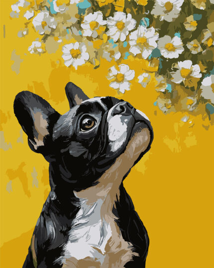 Картина за номерами "Бульдог і квіти", 40*50см SANTI (955746)