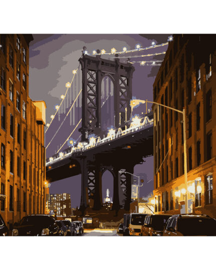Картина за номерами "Брукленський міст", 30*40см, LED підсвітка (956445)