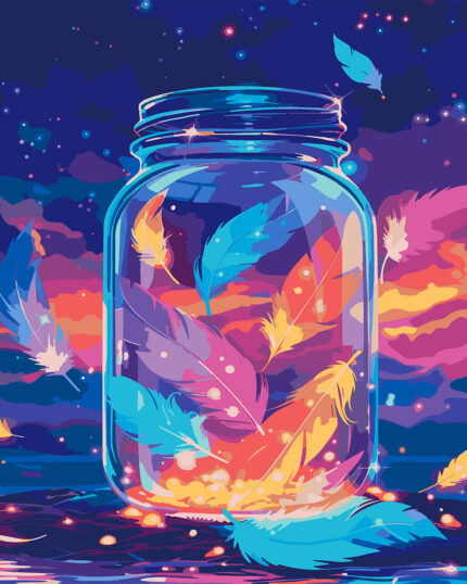 Картина за номерами "Магічне пір'я", 40*40см, LED підсвітка (956543)