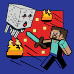 Картина за номерами "SANTI" /954393/ "Minecraft. Стів та Гаст", 25*25см, LED підсвітка