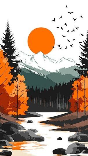 Картина за номерами "Жовтий місяць серед осіннього лісу" 40*80см "Ідейка" (KHO6415)