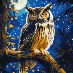 Картина за номерами "Ідейка" /KHO6681/ "Нічна сова з фарбами металік extra" 30*40см