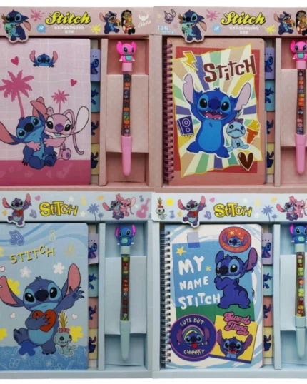 Блокнот 13*19см/80арк. /217-5/ на спіралі+ручка кулькова "Стіч" кольорові аркуші, подарункова коробка