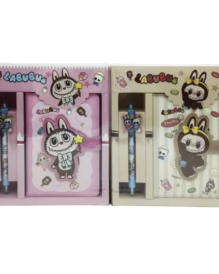Блокнот 11*15см /22110/ на магніті+ ручка гелева "Labubu Лабубу" кольорові аркуші, подарункова коробка