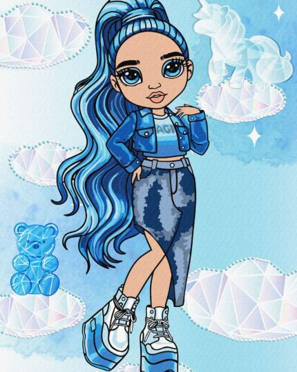 Картина за номерами з алмазною мозаїкою "Ідейка" /KHO1337/ "Rainbow High. Skyler" 30*40см