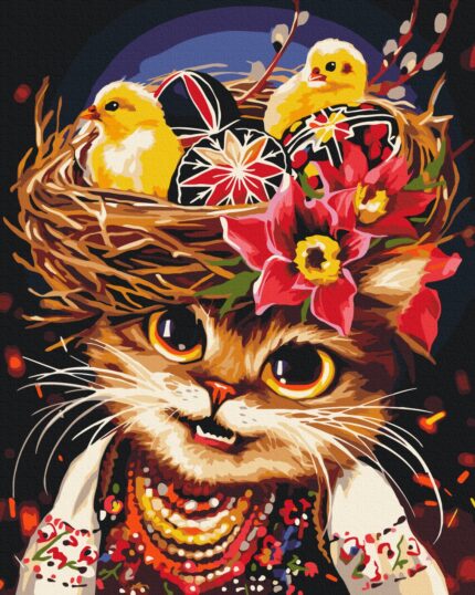 Картина за номерами "Brushme" /BS54421/ "Великодня киця" 40*50см