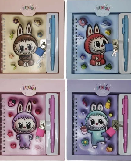 Блокнот 11*15см/48арк. /64638-А/ на замочку + ручка кулькова "Labubu Лабубу"