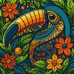 Картина за номерами "Ідейка" /KHO5163/ "Вітраж. Тукан" 30х30см