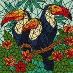 Картина за номерами "Ідейка" /KHO5169/ "Вітраж. Тріо туканів" 30*30см