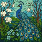 Картина за номерами "Ідейка" /KHO6810/ "Вітраж. Павич в магнолії" 30*30см