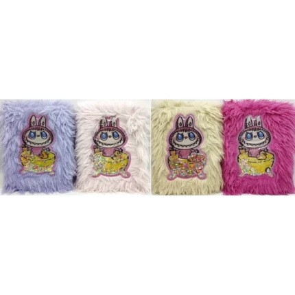 Блокнот А5/80арк. /М-122/ # хутряна обкладинка "Сипкі блискітки - Labubu Лабубу"