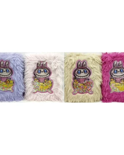 Блокнот А5/80арк. /М-122/ # хутряна обкладинка "Сипкі блискітки - Labubu Лабубу"