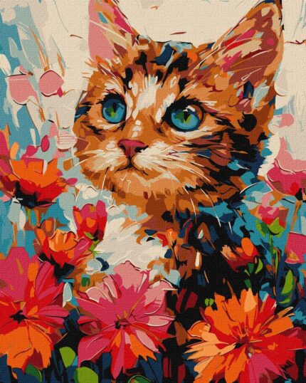 Картина за номерами "Ідейка" /KHO6599/ "Котик у квітах" 30*40см