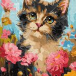 Картина за номерами "Ідейка" /KHO6600/ "Пухнастик у квітах" 30*40см
