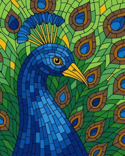 Картина за номерами "Ідейка" /KHO6788/ "Вітраж. Павич" 30х30см