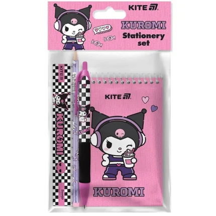 Блокнот А6/48 "Kite" /HK25-S03/ + ручка,олівець,лінійка, 4предмети, Kuromi Куромі