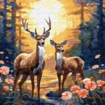 Картина за номерами "Ідейка" /KHO6602/ "Граціозні олені" 40*50см