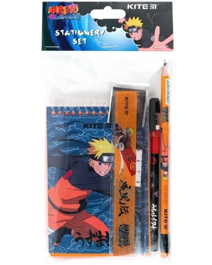 Блокнот А6/48 "Kite" /NR24-S03/ + ручка,олівець,лінійка, 4предмети, Naruto Shippuden