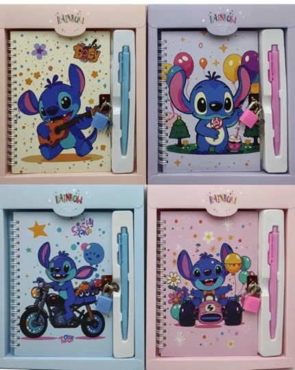 Блокнот 13*18/48арк. /36634-A/ на замочці мет.+руч.кулькова "Стіч" у коробці