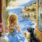 Картина за номерами "Ідейка" /KHO8493/  "Мрійлива дівчинка" 30*40см