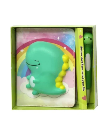 Блокнот 13*18см/100арк "WB" /6076/ зі сквішем, кольорові аркуші + ручка сквіш "Динозавр"