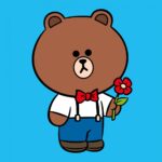 Картина за номерами "SANTI" /955020/ "Line Friends. Браун з квіткою", 25*25см, полотно кольорове