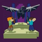 Картина за номерами "SANTI" /955471/ "Minecraft. Стів та Алекс бій з драконом", 25*25см