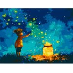 Картина за номерами "SANTI" /955096/ "Хлопчик і світлячки" 40*50  см, LED підсвітка