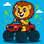 Картина за номерами "Ідейка" /KHO1307/ "Лев на машині" 25х25см