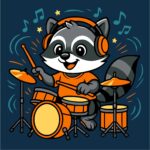 Картина за номерами "Ідейка" /KHO1310/ "Єнот з барабанами" 25х25см