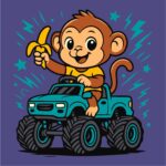 Картина за номерами "Ідейка" /KHO1312/ "Мавпа на машині" 25х25см