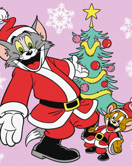 Картина за номерами "Tom and Jerry: біля ялинки" 25*25см "Ідейка" (KHO6858)